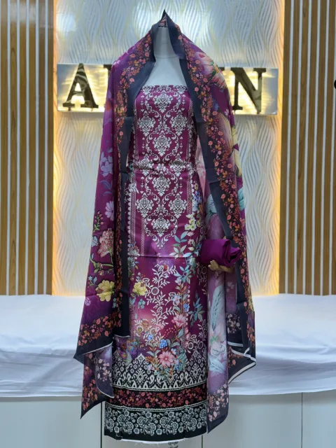 Zam Zam Damask Black Floral Dupatta - alternate view
