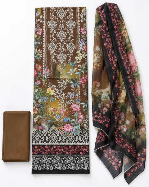 Zam Zam Damask Black Floral Dupatta