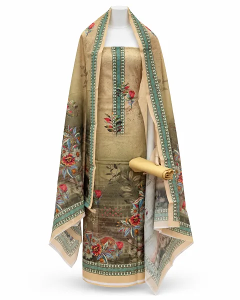 Zam Zam Olive Floral Beige - alternate view