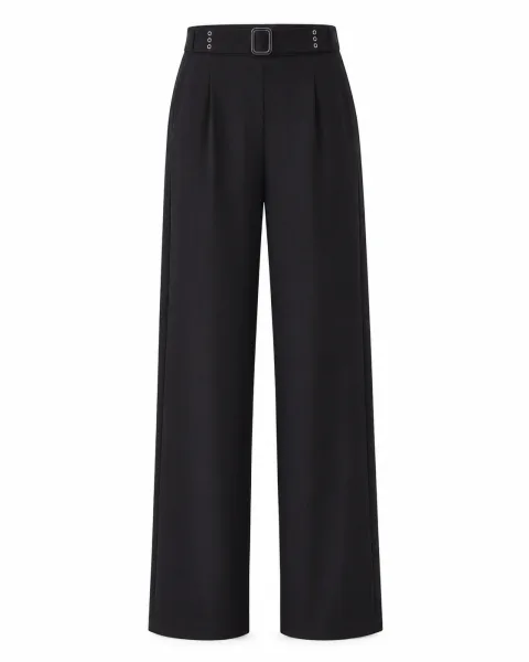 Stylish Midnight Black Straight-Leg Trousers