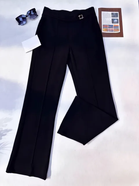 Stylish Midnight Black Flare Trousers