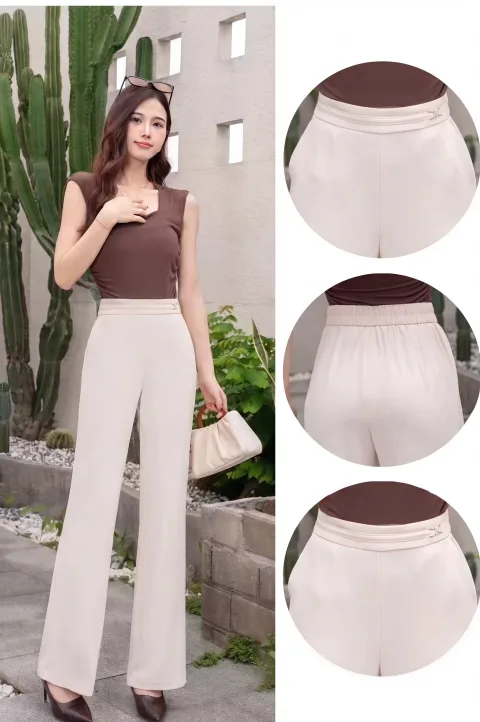 Premium Apricot Cream Flare Trousers