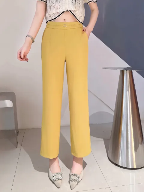 Premium Mocha Brown Straight-Leg Trousers