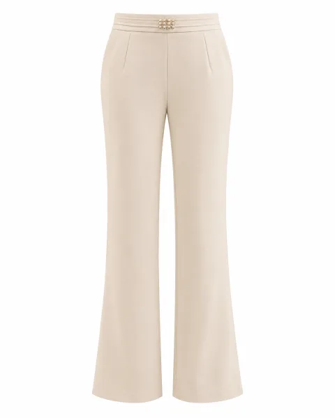 Stylish Moonlight Beige Flare Trousers