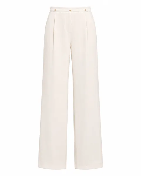 Trend Pearl White Straight-Leg Trousers