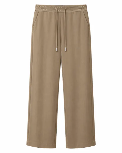 Premium Wide-Leg Trousers - Black & Beige - alternate view