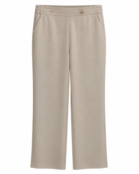 Stylish Apricot Cream Straight-Leg Trousers