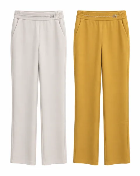 Stylish Beige Apricot Tailored Trousers