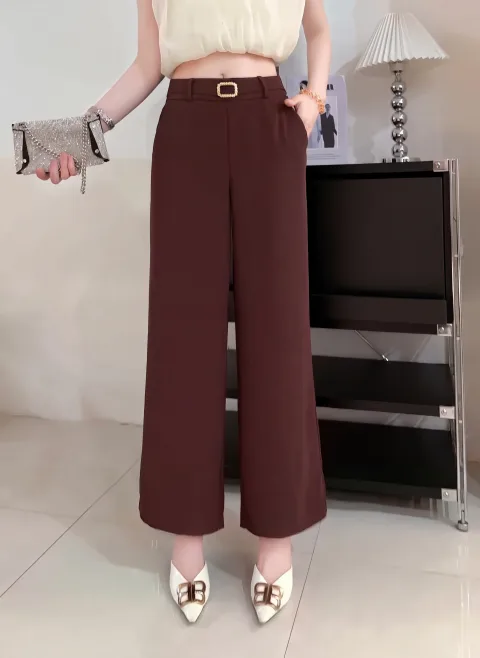 Trend Plum Wine Floor-Length Trousers
