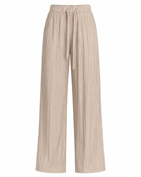Stylish Desert Khaki Wide-Leg Trousers