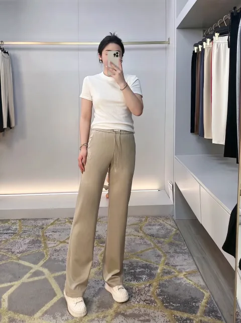 Comfort Desert Khaki Wide-Leg Trousers