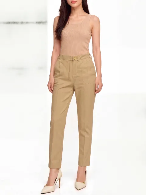 Stylish Desert Khaki Tailored Trousers