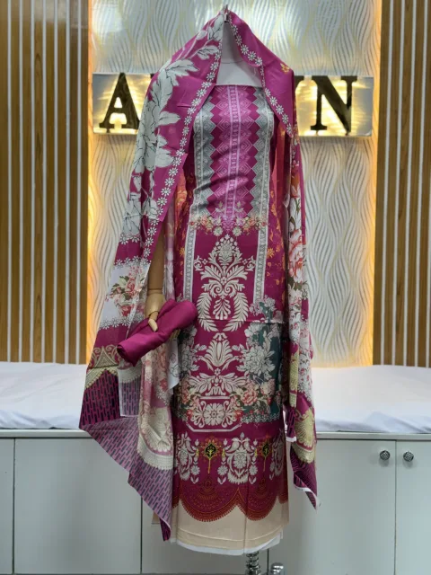 Zam Zam Magenta Damask Rose Chevron