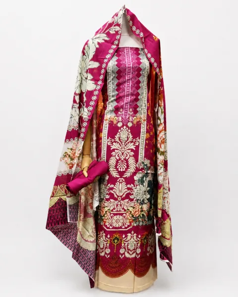 Zam Zam Magenta Damask Rose Chevron