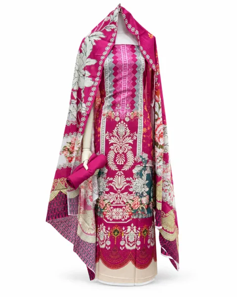 Zam Zam Magenta Damask Rose Chevron - alternate view