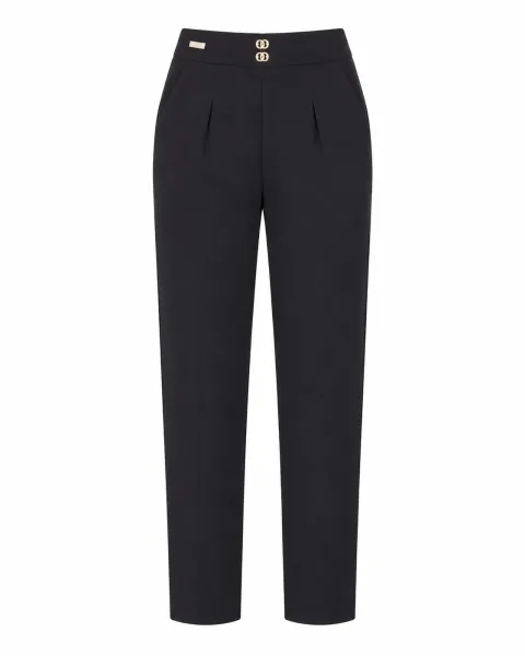 Premium Midnight Black Tailored Trousers