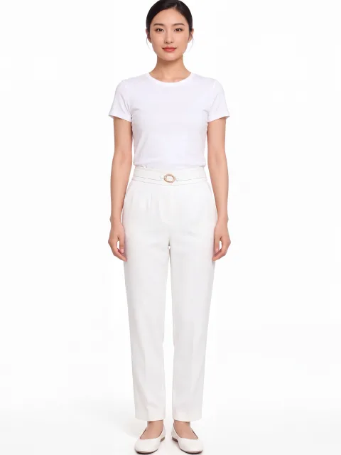 Stylish Cream/Off-white Tailored Trousers