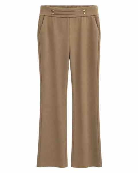 Stylish Tailored Trousers - Ivory Cream & Camel