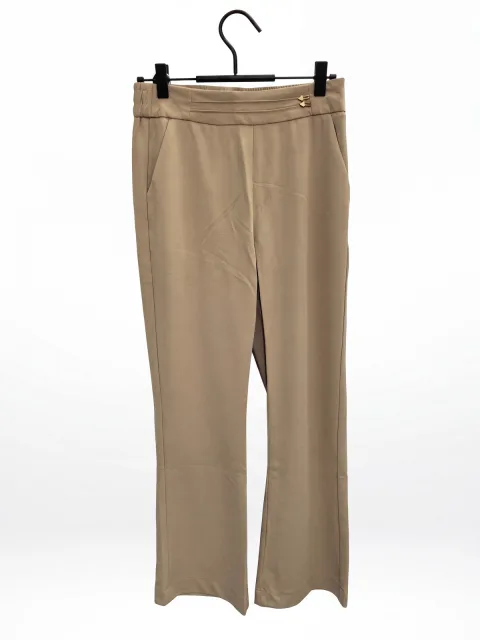 Stylish Tailored Trousers - Ivory Cream & Camel - alternate view