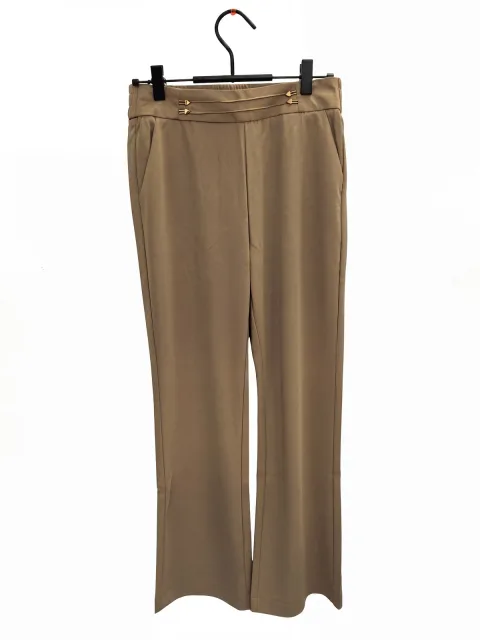 Stylish Tailored Trousers - Ivory Cream & Camel