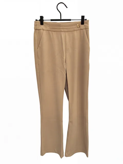 Stylish Tailored Trousers - Ivory Cream & Camel