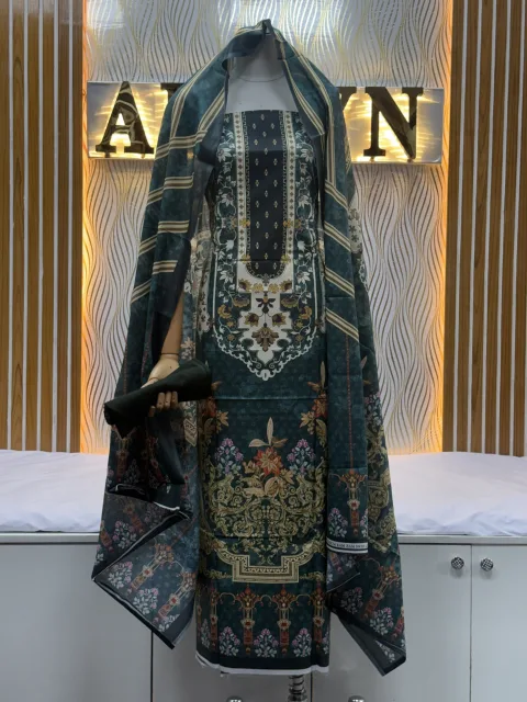 Zam Zam Teal Ornate Medallion Stripe