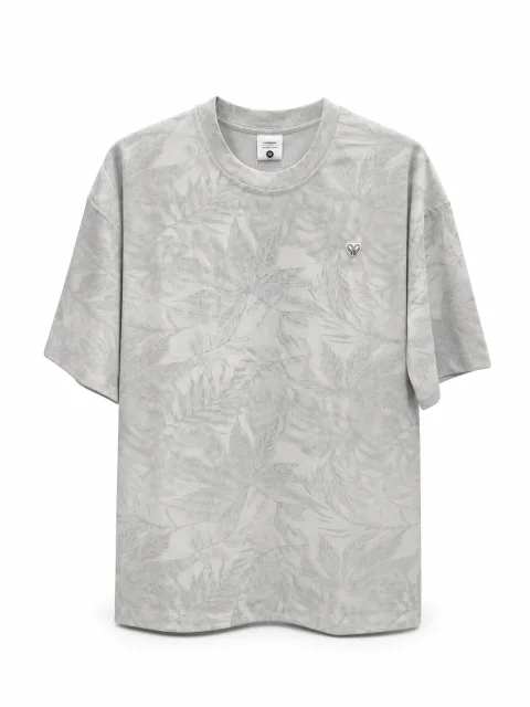 Men's Leaf Print Jacquard T-Shirt - Style 2667