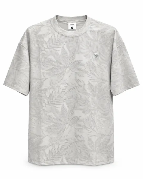 Men's Leaf Print Jacquard T-Shirt - Style 2667