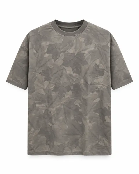 Men's Leaf Print Short Sleeve T-Shirt - Style 2669