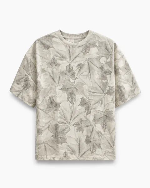 Men's Leaf Print Short Sleeve T-Shirt - Style 2669