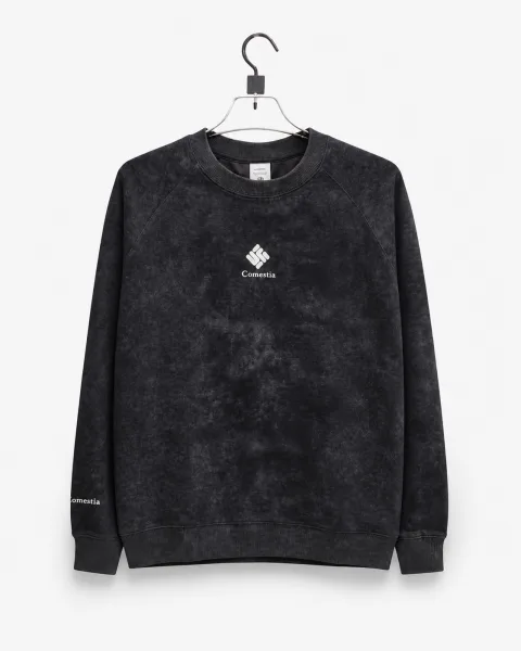 Men's Black Leaf Print Crewneck Sweatshirt