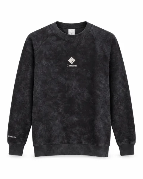 Men's Black Leaf Print Crewneck Sweatshirt