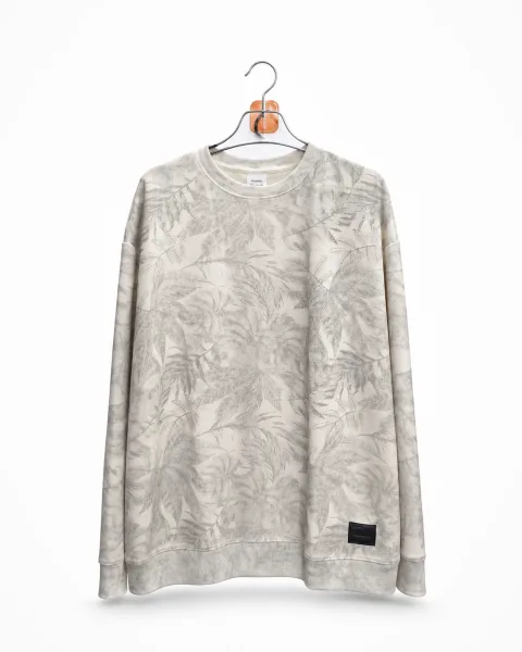 Men's Leaf Print Crewneck Sweatshirt - Style 77003