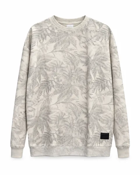 Men's Leaf Print Crewneck Sweatshirt - Style 77003 - alternate view