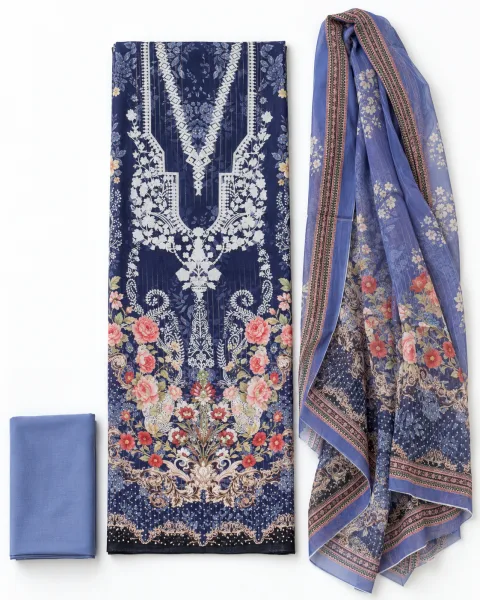 Zam Zam Navy White Lacework Floral