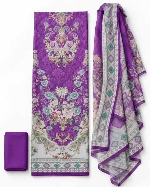 Zam Zam Purple Damask Teal Accent