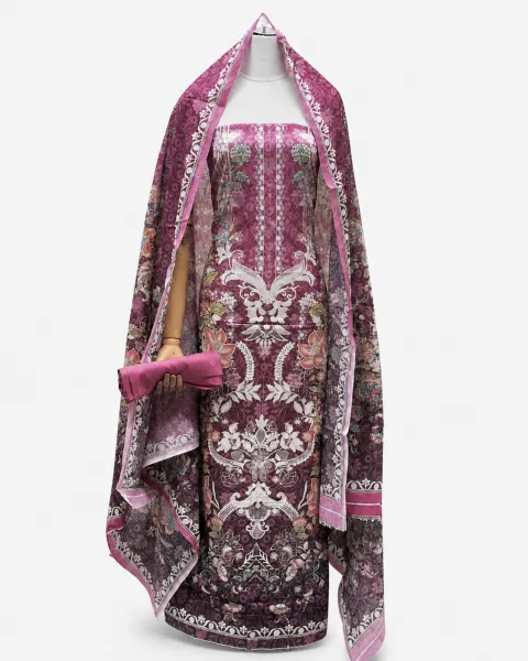 Zam Zam Mauve Ornate Botanical Stripe