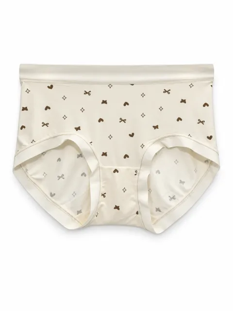 Women's Cream/Off-white with heart print Underwear