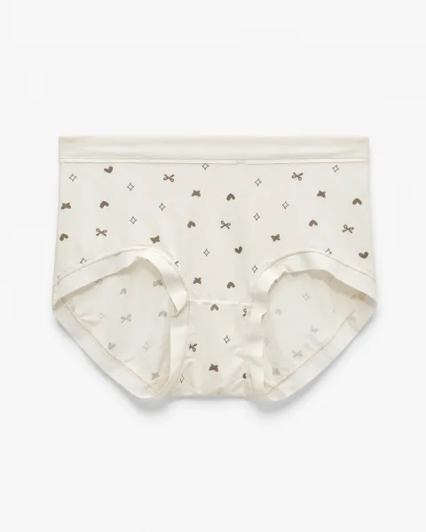 Women's Cream/Off-white with heart print Underwear
