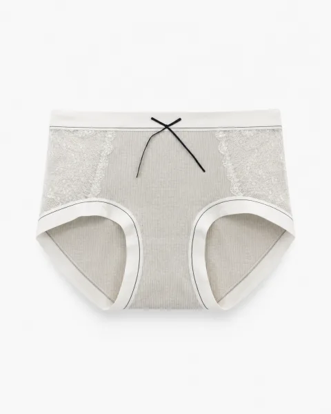 Women's Lace-Panel Ribbed Panty - Style 6773 - alternate view