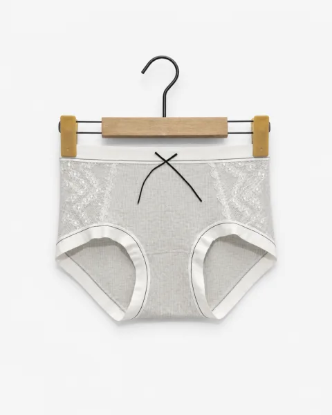 Women's Lace-Panel Ribbed Panty - Style 6773 - alternate view