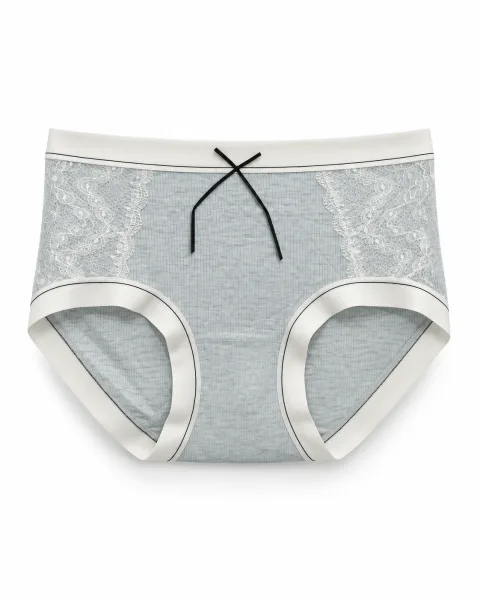 Women's Lace-Panel Ribbed Panty - Style 6773