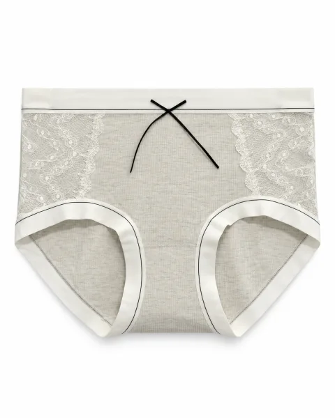 Women's Lace-Panel Ribbed Panty - Style 6773 - alternate view