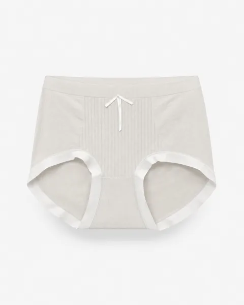 Women's Ribbed-Panel Bow High-Waist Briefs - Style 5005 - alternate view