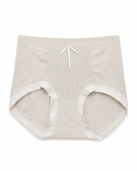 Women's Ribbed-Panel Bow High-Waist Briefs - Style 5005