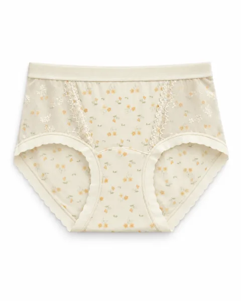 Women's Floral Mesh-Panel High-Waist Briefs - Style 6156 - alternate view
