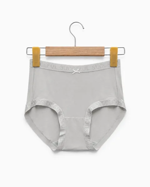 Women's Smooth High-Waist Briefs with Logo Trim - Style 33016