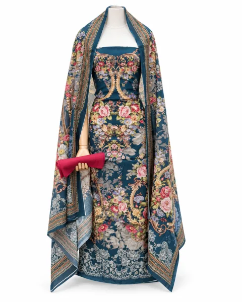 Zam Zam Teal Rose Garden Ornate Border - বিকল্প ছবি