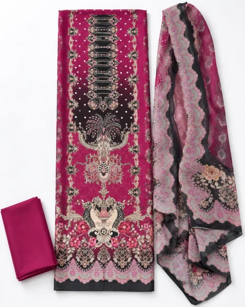 Zam Zam Magenta Ornate Scallop Edge