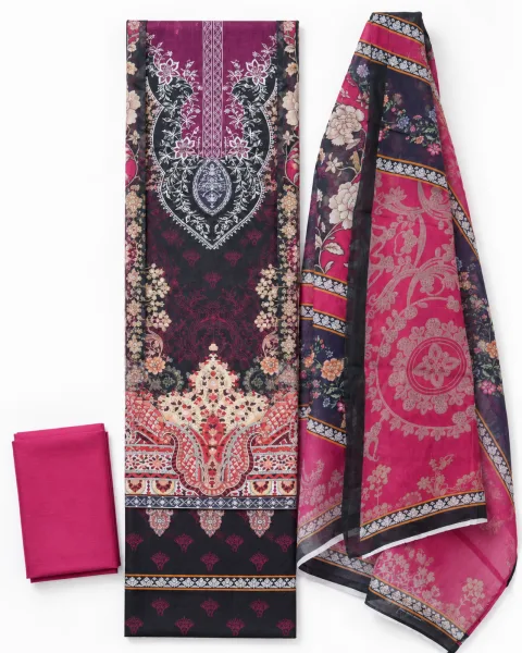 Zam Zam Dark Pink Navy Ornate Paisley